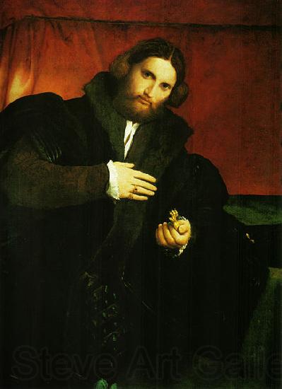 Lorenzo Lotto Portrat eines Edelmannes mit Lowentatze France oil painting art